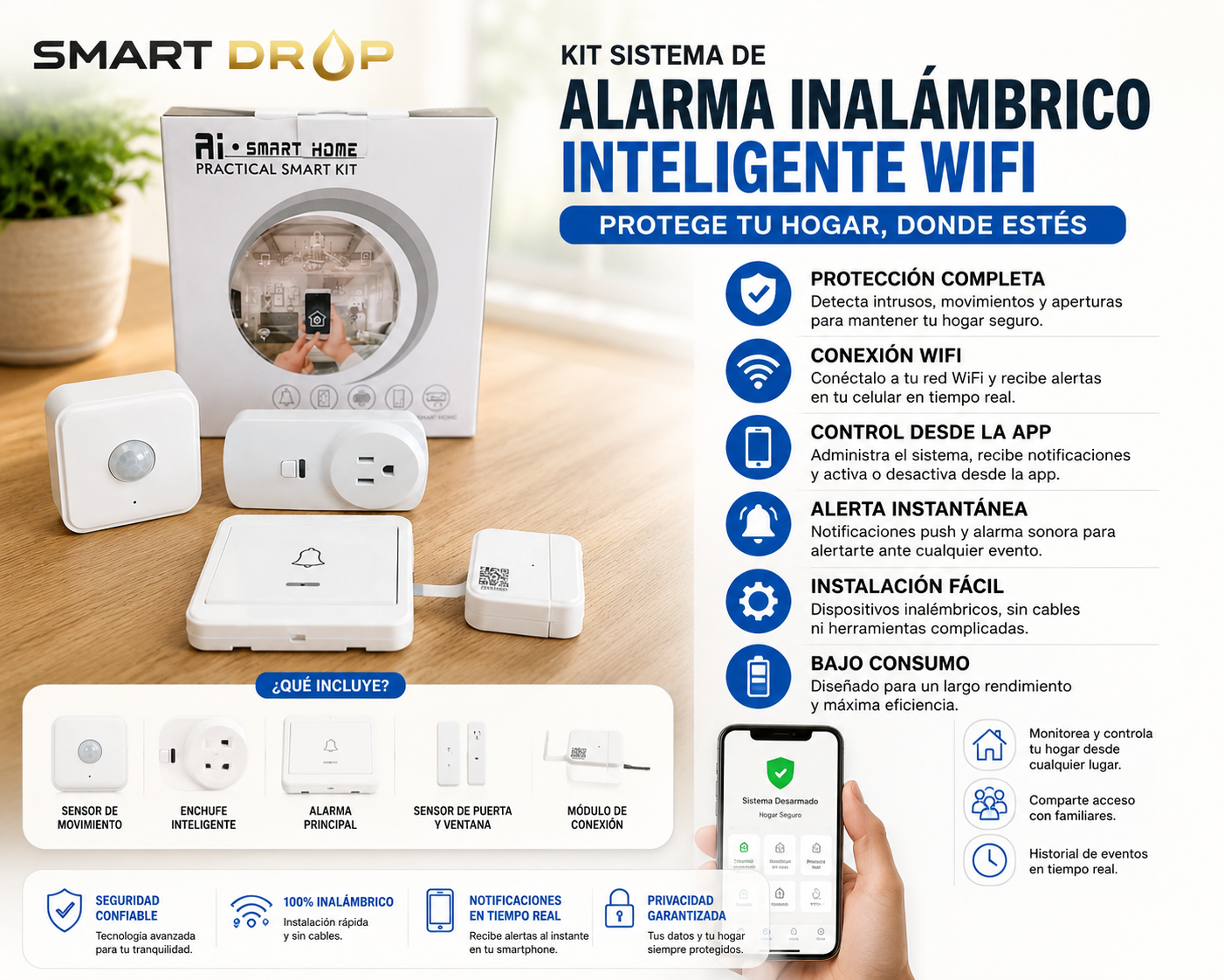 Kit Sistema de Alarma Inalámbrico Inteligente WiFi